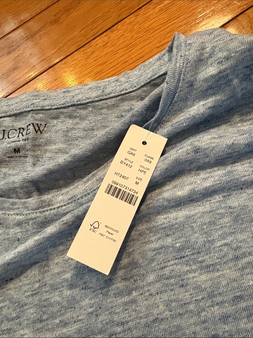 J. Crew Light Heather Blue Short Sleeve Tee - Picture 4 of 7